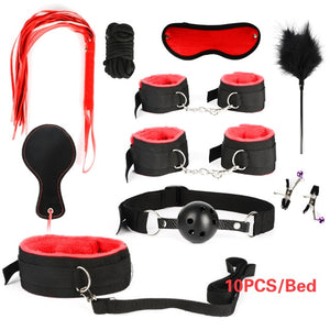 26 PCS Adults Sex Toys For Women Men Handcuffs Nipple Clamps Whip Spanking Sex Metal Anal Plug Vibrator Butt Bdsm Bondage Set