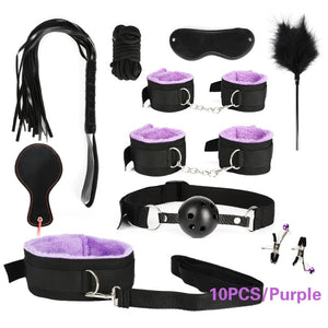 26 PCS Adults Sex Toys For Women Men Handcuffs Nipple Clamps Whip Spanking Sex Metal Anal Plug Vibrator Butt Bdsm Bondage Set