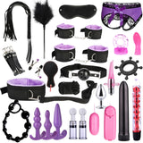 26 PCS Adults Sex Toys For Women Men Handcuffs Nipple Clamps Whip Spanking Sex Metal Anal Plug Vibrator Butt Bdsm Bondage Set