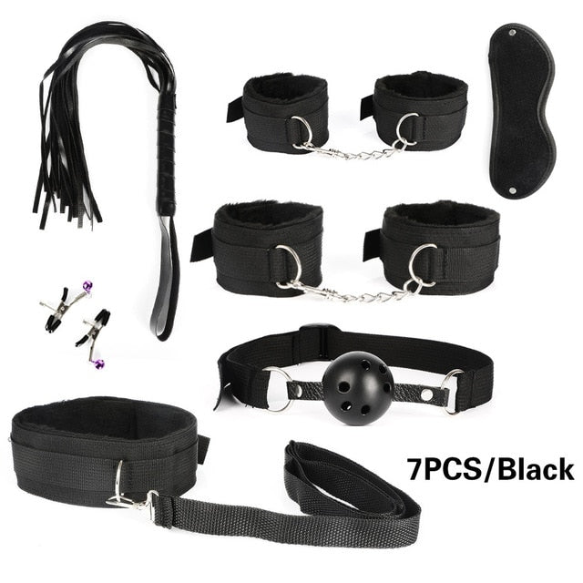 26 PCS Adults Sex Toys For Women Men Handcuffs Nipple Clamps Whip Spanking Sex Metal Anal Plug Vibrator Butt Bdsm Bondage Set