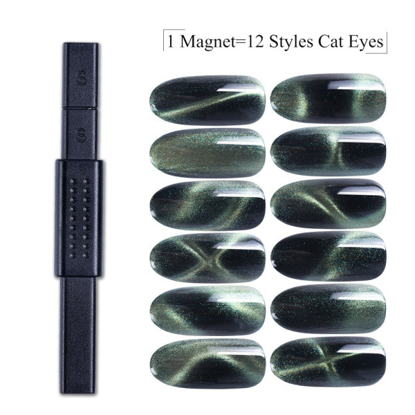 3D Cat Eye Nail Magnetic Stick 12 in 1 Magnet Board Pen for Cat Eye Gel Polish Nail Acrylic Charm Line Strip DIY Tool CH948-1